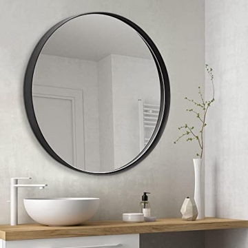 Modern 30x30 Black Round Wall Mirror for Any Room