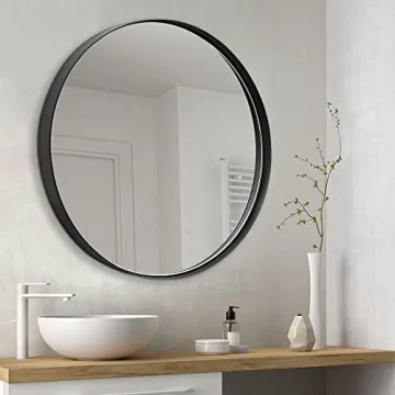Modern 30x30 Black Round Wall Mirror for Any Room