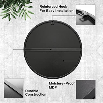 Modern 30x30 Black Round Wall Mirror for Any Room