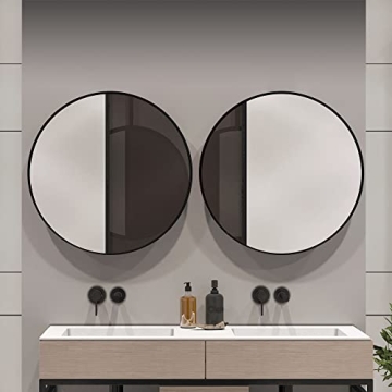 Modern 30x30 Black Round Wall Mirror for Any Room