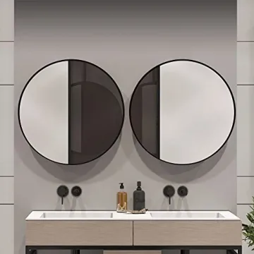 Modern 30x30 Black Round Wall Mirror for Any Room