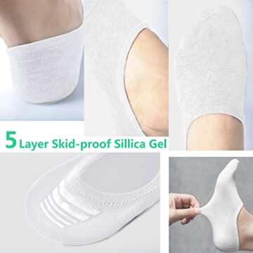 DIBAOLONG Womens No Show Socks Non Slip Flat Boat Line Low Cut Socks 6 Pairs