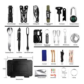 ANTARCTICA Emergency Survival Gear Kits 60 in 1, Outdoor Survival Tool with Emergency Bracelet Whist...