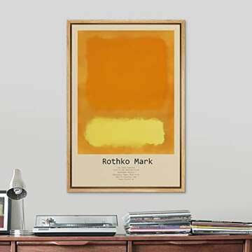 SIGNLEADER Framed Canvas Print Wall Art Bright Orange Yellow Geometric Color Blocks Abstract Shapes ...