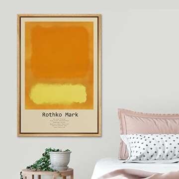 SIGNLEADER Framed Canvas Print Wall Art Bright Orange Yellow Geometric Color Blocks Abstract Shapes Illustration Modern Art Decorative Nordic Zen for Living Room, Bedroom, Office - 16"x24" Natural