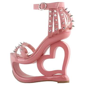 SHOW STORY Fashion Baby Pink Stud Ankle Strap High Heel Platform Party Sandals,LF40204PK38,7US,Baby Pink