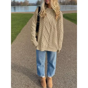 Cozy Oversized Cable Knit Sweater for Women