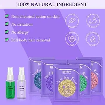 Bestidy Waxing Kit for Women and Men Home Wax Warmer with 5 Pack Hard Wax Beads Hot Wax Hair Removal for Brazilian Body Underarm Bikini Chest Legs Face Eyebrow