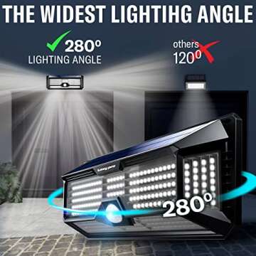 LazyPro Solar Lights Outdoor Super-Bright 298 LEDs 2500lm - LED Solar Motion Sensor Lights Outdoor - for Wall, Post, Pathway Garden up to 1600 sq ft - Solar Battery Powered 4400 mAh (2 Pack)