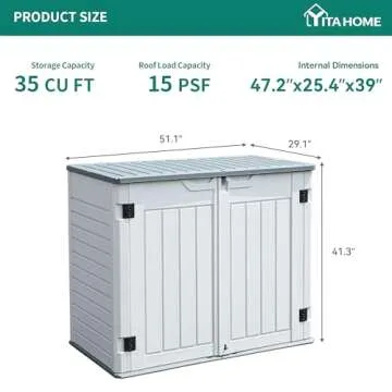 YITAHOME Outdoor Horizontal Storage Sheds w/o Shelf, 35 Cu Ft Lockable Resin Waterproof Shed, Ideal for Garden Tools, Easy to Assemble, Light Gray