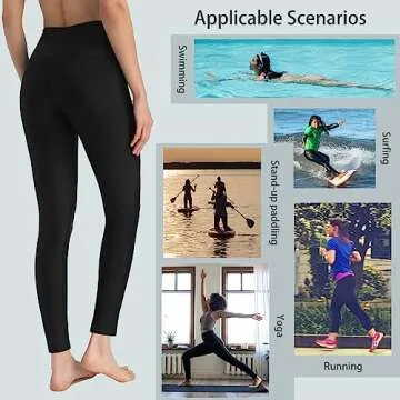 Ubestyle UPF 50+ High Waist Women's Swim Pants Swim Leggings Swimming Tights Rash Guard Pants Sun Protective Black (UBT3001BLACKM)