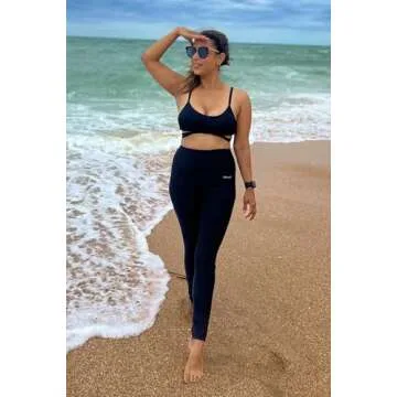 Ubestyle UPF 50+ High Waist Women's Swim Pants Swim Leggings Swimming Tights Rash Guard Pants Sun Protective Black (UBT3001BLACKM)