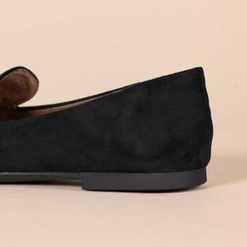 Amazon Essentials Women's Loafer Flat, Black Microsuede, 8.5