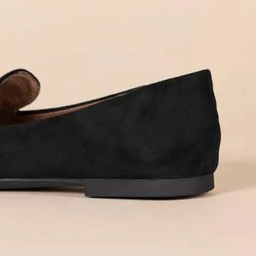 Amazon Essentials Women's Loafer Flat, Black Microsuede, 8.5