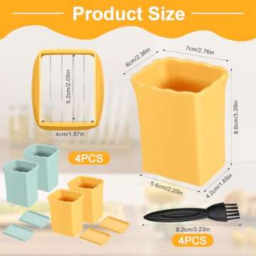 Dexlala 4 Pcs Fruit Slicer with Gap Cleaning Brushes, Egg Slicer for Hard Boiled Eggs, Stainless Ste...