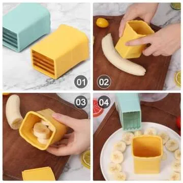 Dexlala 4 Pcs Fruit Slicer with Gap Cleaning Brushes, Egg Slicer for Hard Boiled Eggs, Stainless Steel Cup Slicer kitchen gadget for Fruit Vegetable Egg Strawberry Banana Grape