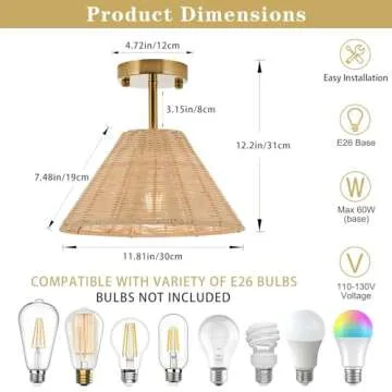 Boho Gold Semi Flush Mount Ceiling Light for Your Home