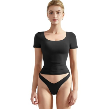 SUUKSESS Women Double Lined Fitted Tee Ultra Soft Crop Top