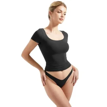 SUUKSESS Women Double Lined Fitted Tee Ultra Soft Crop Top