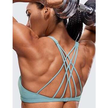 CRZ YOGA Medium Support Strappy Sports Bra in Light Grayish Blue