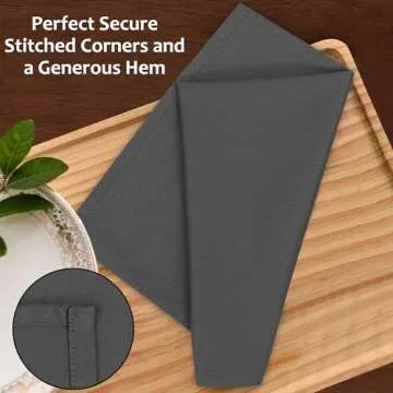 Ruvanti Cloth Napkins Set of 12, 18x18 Inches Napkins Cloth Washable, Soft, Durable, Absorbent, Cotton Blend. Table Dinner Napkins Cloth for Hotel, Lunch, Restaurant, Weddings, Parties - Dark Grey