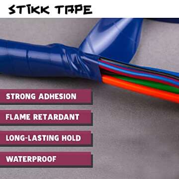 Stikk Electrical Tape - 3/4'' x 22 Yards - Multi Color Electric Tape for Contractors - Wire Tape - Electrical Wiring, Cable Insulation, Circuit Wiring - Heavy-Duty Waterproof Electrical Tape - 10 Pk