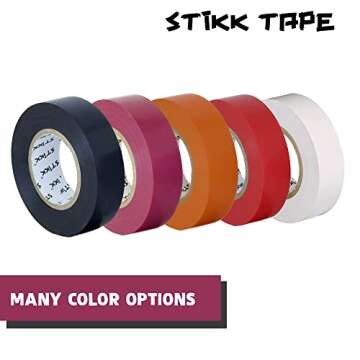 Stikk Electrical Tape - 3/4'' x 22 Yards - Multi Color Electric Tape for Contractors - Wire Tape - Electrical Wiring, Cable Insulation, Circuit Wiring - Heavy-Duty Waterproof Electrical Tape - 10 Pk