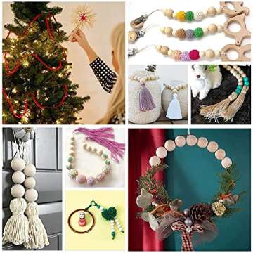 PH PandaHall 500pcs 10mm Wooden Beads, Natural Round Wood Beads Xmas Beads Unfinished Loose Beads Wood Ball Spacer Beads for Macrame Garland Farmhouse Decor Jewelry Making Home Party Decorations