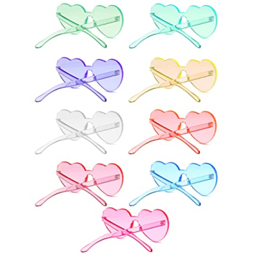Heart Glasses Pack - 9 Colorful Heart Shaped Sunglasses Set for Any Celebration