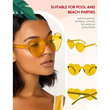 Heart Glasses 9 Pack - Colorful Rimless Sunglasses for Parties
