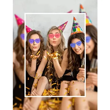 Heart Glasses 9 Pack - Colorful Rimless Sunglasses for Parties