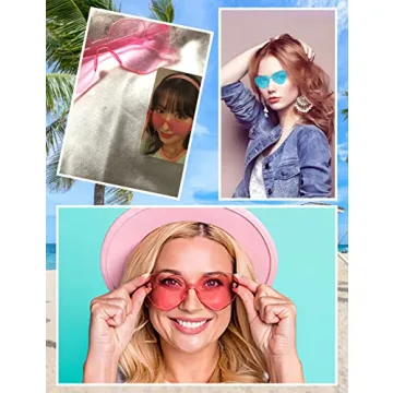 Heart Glasses 9 Pack - Colorful Rimless Sunglasses for Parties
