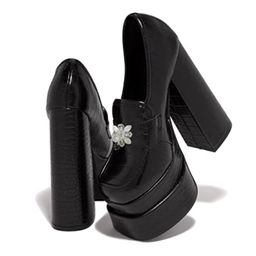 YDN Women Platform Square Toe Pumps - Chic High Heels