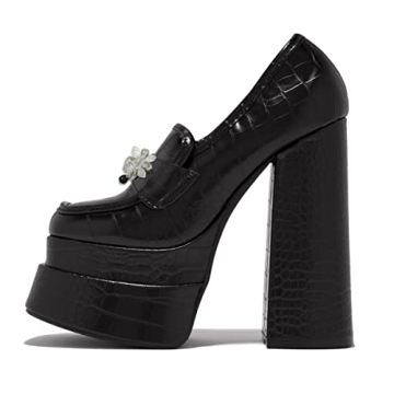 YDN Women Platform Square Toe Pumps - Chic High Heels