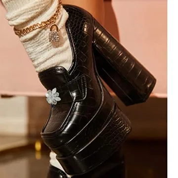 YDN Women Platform Square Toe Pumps - Chic High Heels