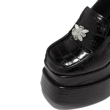 YDN Women Platform Square Toe Pumps - Chic High Heels