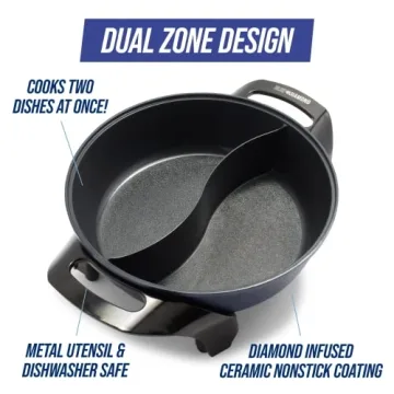 Blue Diamond Nonstick Split Savor 5.5QT Electric Skillet