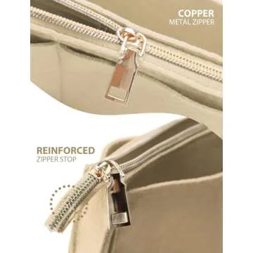 OMYSTYLE Beige Mini Purse Organizer Insert for Handbags, Felt Bag Organizer for Tote & Purse, Tote Bag Organizer Insert with 5 Sizes, Compatible with Neverful Speedy and More（8.5"×3.6"×4.9"