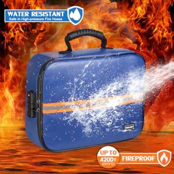 4200℉ Insulated Fireproof Important Document Organizer with Lock(14 X 10 X 3.5 Inches),Multi-Layer...