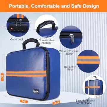 Fireproof Document Organizer with Lock - 14x10x3.5 Inches