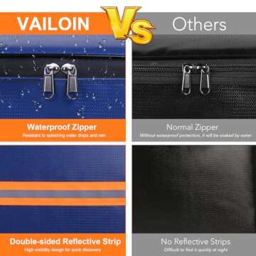 4200℉ Insulated Fireproof Important Document Organizer with Lock(14 X 10 X 3.5 Inches),Multi-Layer File Storage Case with Reflective Strip,Fire Proof File Holder for Legal Documents,Jewelry,Cash(Blue)