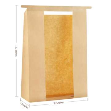 Ohuimrt 50 PCS Large Paper Bread Bags for Sourdough Bread, 13.7 x 8.2 x 3.5 Inches Bakery Bags with ...