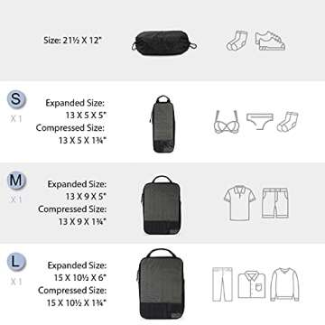 BAGSMART 4 Set Compression Packing Cubes for Travel, Lightweight Vacation Travel Essentials for Men,...