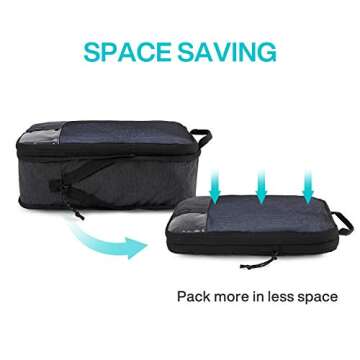 BAGSMART 4 Set Compression Packing Cubes for Travel, Lightweight Vacation Travel Essentials for Men, Travel Accessories for Suitcase Organizer Bags Set, Durable Luggage Organizer Travel Bags