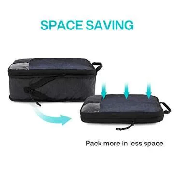 BAGSMART 4 Set Compression Packing Cubes for Travel, Lightweight Vacation Travel Essentials for Men, Travel Accessories for Suitcase Organizer Bags Set, Durable Luggage Organizer Travel Bags