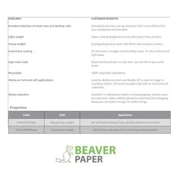 Beaver TexPrint DT Light -Replaces XP- All-Purpose High-Release Sublimation Paper for Epson Dye Transfer, SawGrass Approved Sublimation Print Transfer Paper, 110 Sheet Pack (8.5" x 14", Inches)