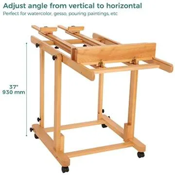 VISWIN Double Mast Extra Large H-Frame Easel, Hold Canvas up to 83", Tilts Flat, Adjustable Solid Beech Wood Heavy Duty Easel Stand with Large Storage, Movable Art Easel for Painting Adult, Artist - N