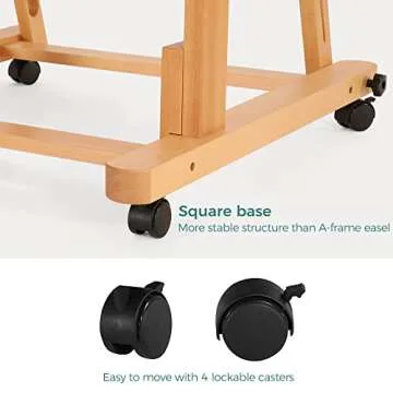 VISWIN Double Mast Extra Large H-Frame Easel, Hold Canvas up to 83", Tilts Flat, Adjustable Solid Beech Wood Heavy Duty Easel Stand with Large Storage, Movable Art Easel for Painting Adult, Artist - N