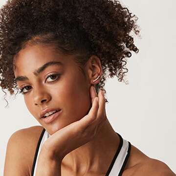 PAVOI 14K Rose Gold Plated "Hearts & Arrows" Simulated Diamond Ear Crawler - Cuff Earrings Hypoallergenic Stud Ear Climber Jackets