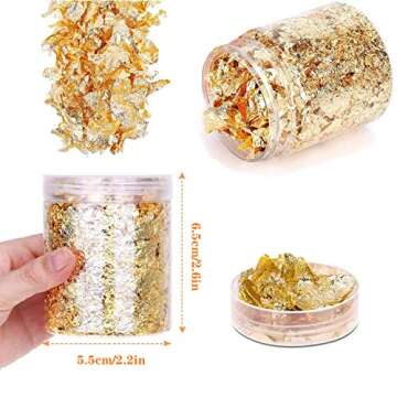 Gold Leaf Flakes - 10g Metallic Foil Flakes for Nail Art and Crafts